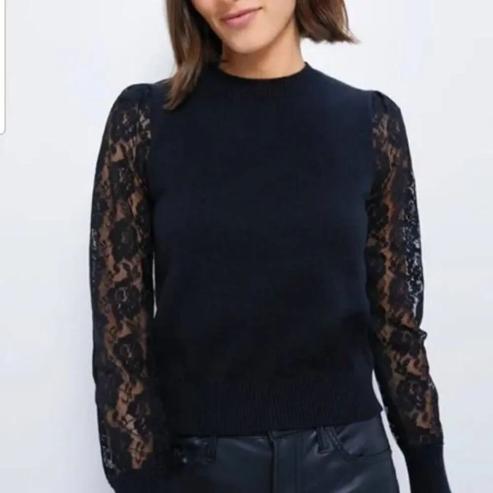 Tuckernuck Hyacinth House Black Lace Londyn Sweater sz Medium